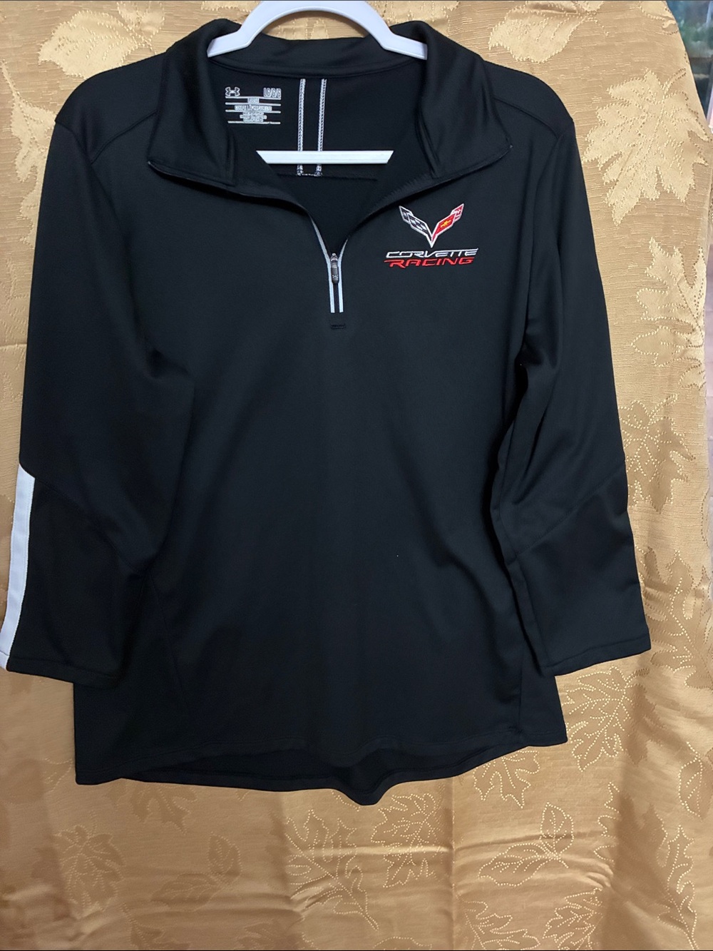 Men’s Corvette racing  shirt  with Red Logo and White Zip Accents